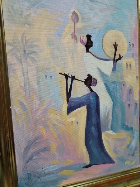 Pictura africana pe carton maruflat