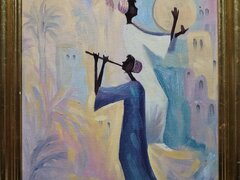 Pictura africana pe carton maruflat